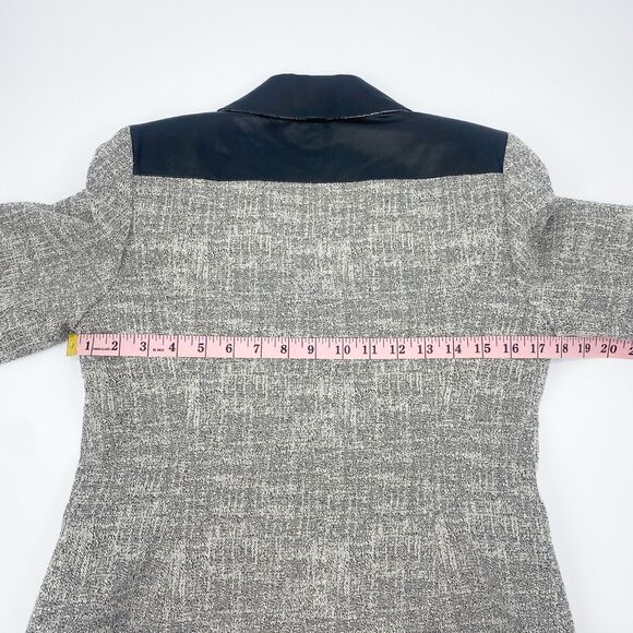 Classiques Entier Grey Blazer Black Leather Lapel Jacket Small Quiet Luxury - Picture 13 of 16